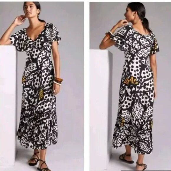 FARM Rio Dresses & Skirts - Anthropologie Black and White Floral Maxi Dress Size S